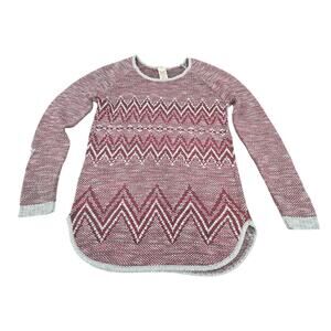 Faded Glory Burgundy Aztec Chevron Marled Knit Longline Sweater Women’s M 2010's